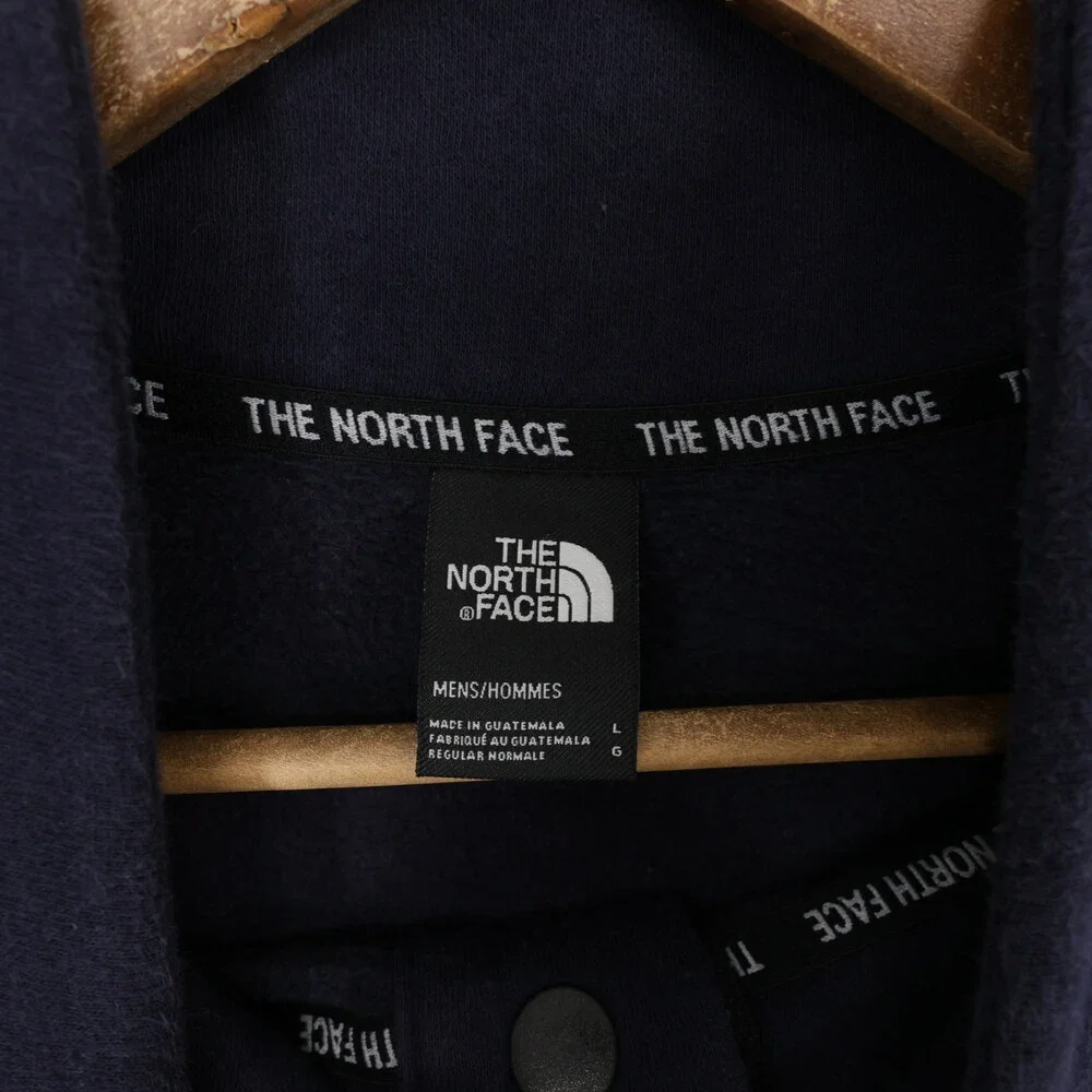 The North Face Sweatshirt Mens L Navy Blue Snap Neck Pullover Fleece Long Sleeve
